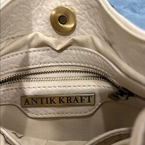 Antik Kraft Cream Shoulder Bag with Textured Fabric